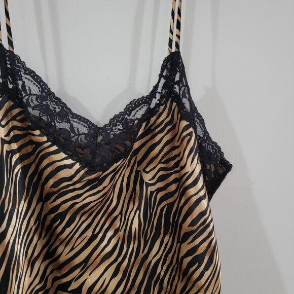 Womens Slip Dress Size 2X Tiger Lace Trim Coquette Chemise - Picture 2 of 6